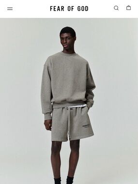 Fear of God Essentials Gray Drawstring Logo Athletic Shorts